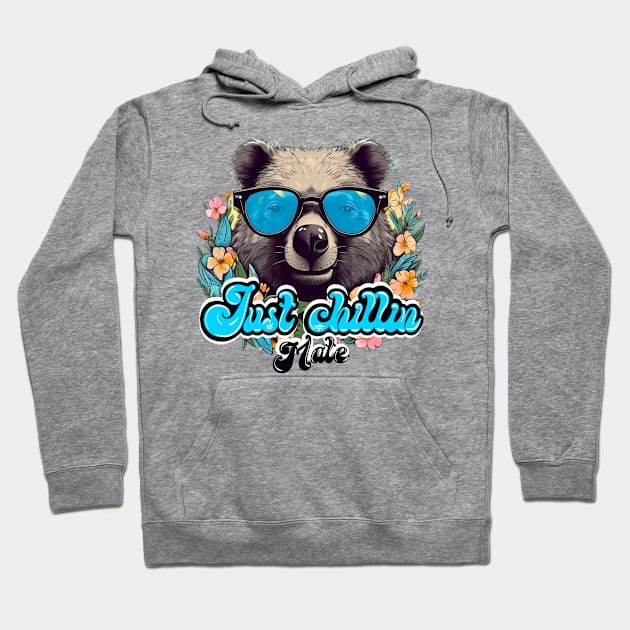 Just Chilling Mate Funny Wombat Lover Hoodie by Visual Vibes